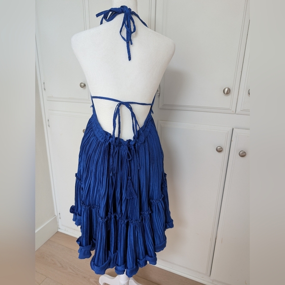 VICI Royal Blue Halter Ruffle Dress Mini Size small - Picture 3 of 5